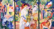 August Macke Grober Zoologischer Garten, Triptychon oil